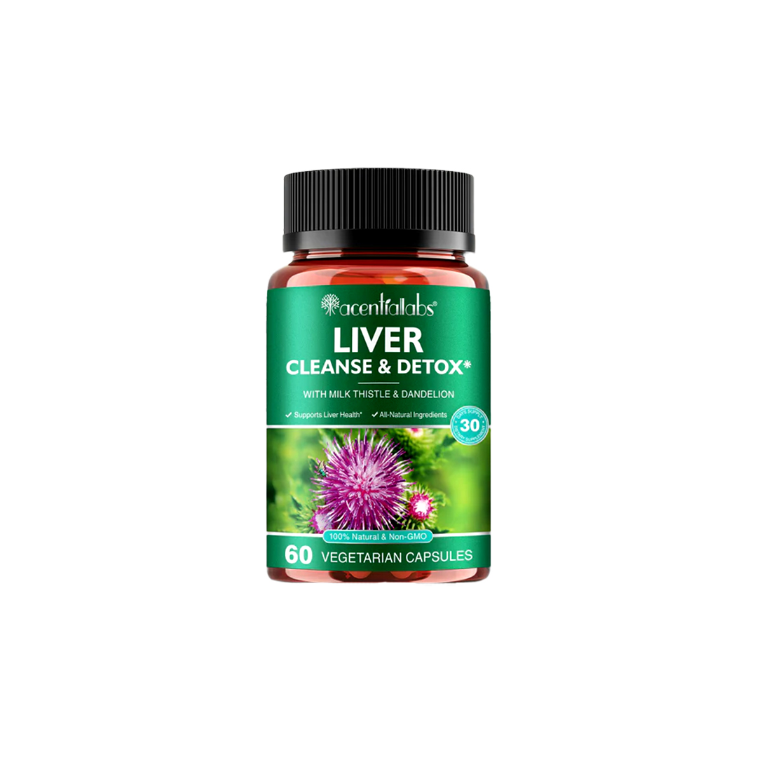 acentiallabs LIVERCLEANSE & DETOX with Milk Thistle & Dandelion – 60 Vegetarian Capsules