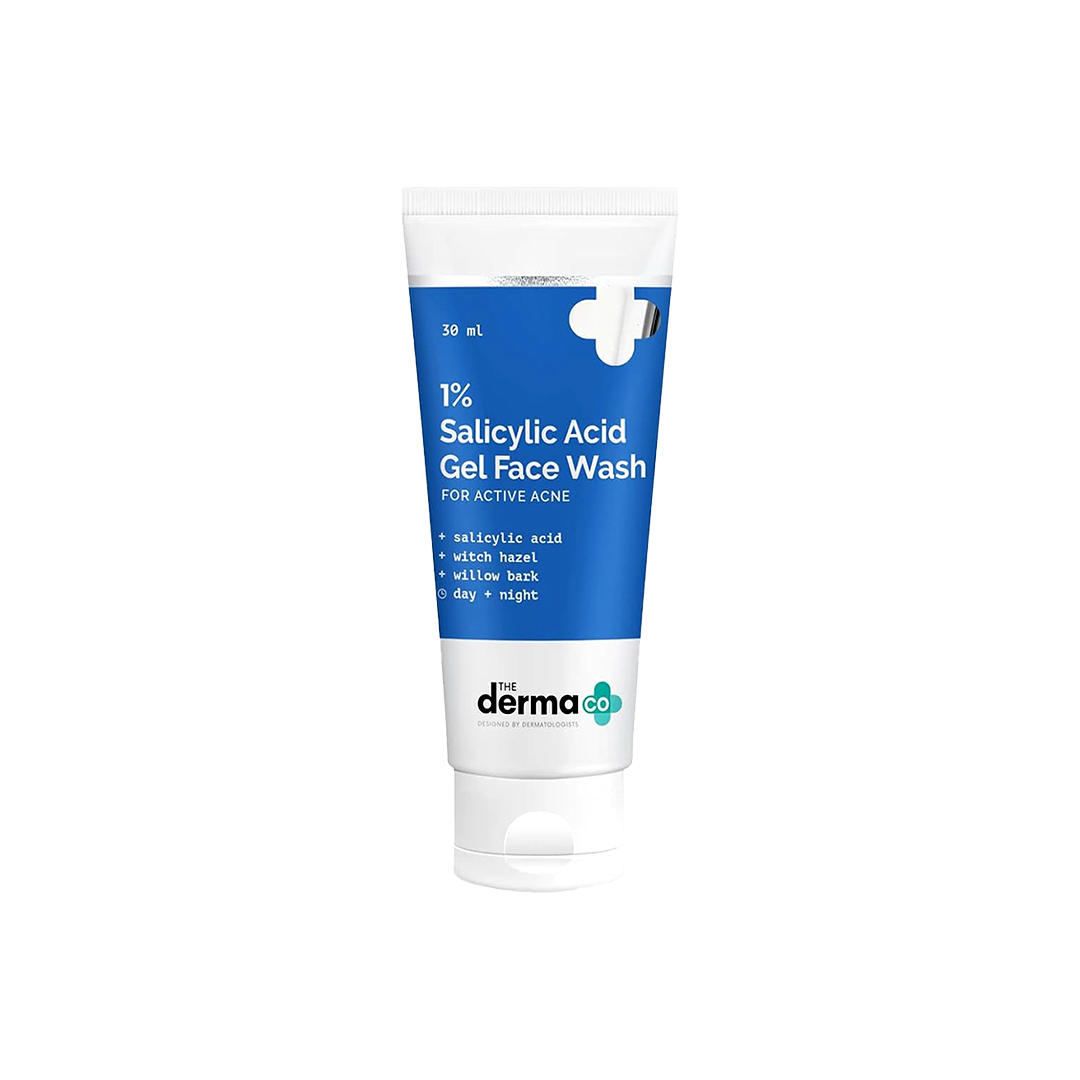 The Derma Co 1% Salicylic Acid Gel Face Wash for Active Acne – 30ml